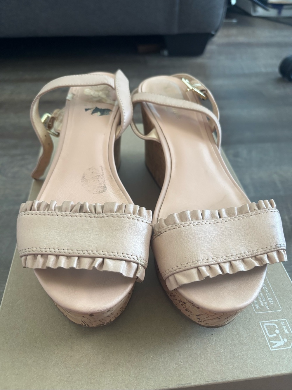 kate spade Blush Pink Cork Wedge Sandals - Picture 2 of 3